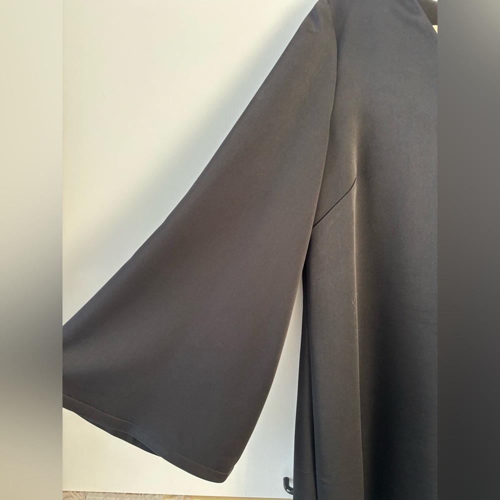 Handmade Black Midi Dress XL XXL Minimalist Wedding Guest Office Preppy Satin - Picture 3 of 11